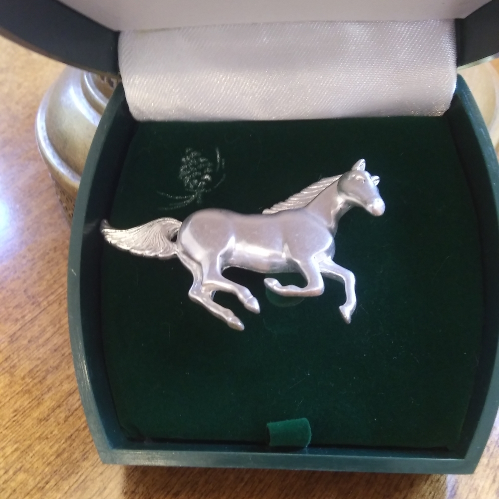 Big Sky Silver Electroplated Running Horse Brooch